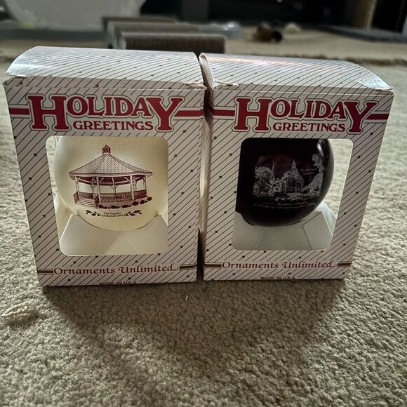 2 Ridgway Pennsylvania Vintage Glass Christmas Holiday Bulbs In Boxes - Picture 1 of 8